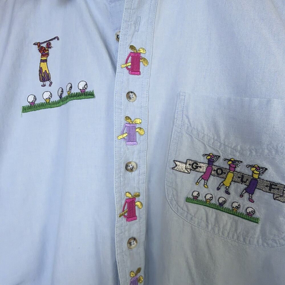 vintage Sun Belt womens blue Denim Shirt golf Embroidery medium county club - Picture 5 of 13